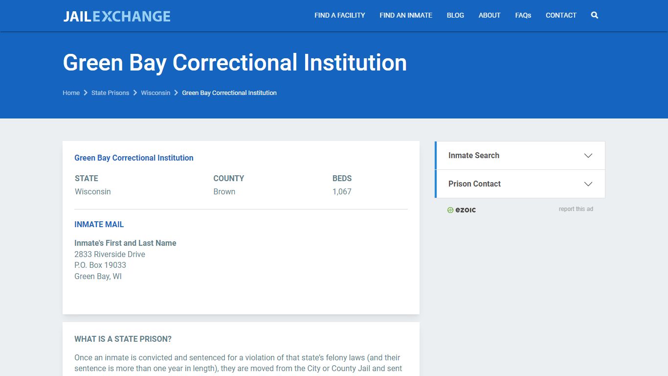 Green Bay Correctional Institution Prisoner Search ...