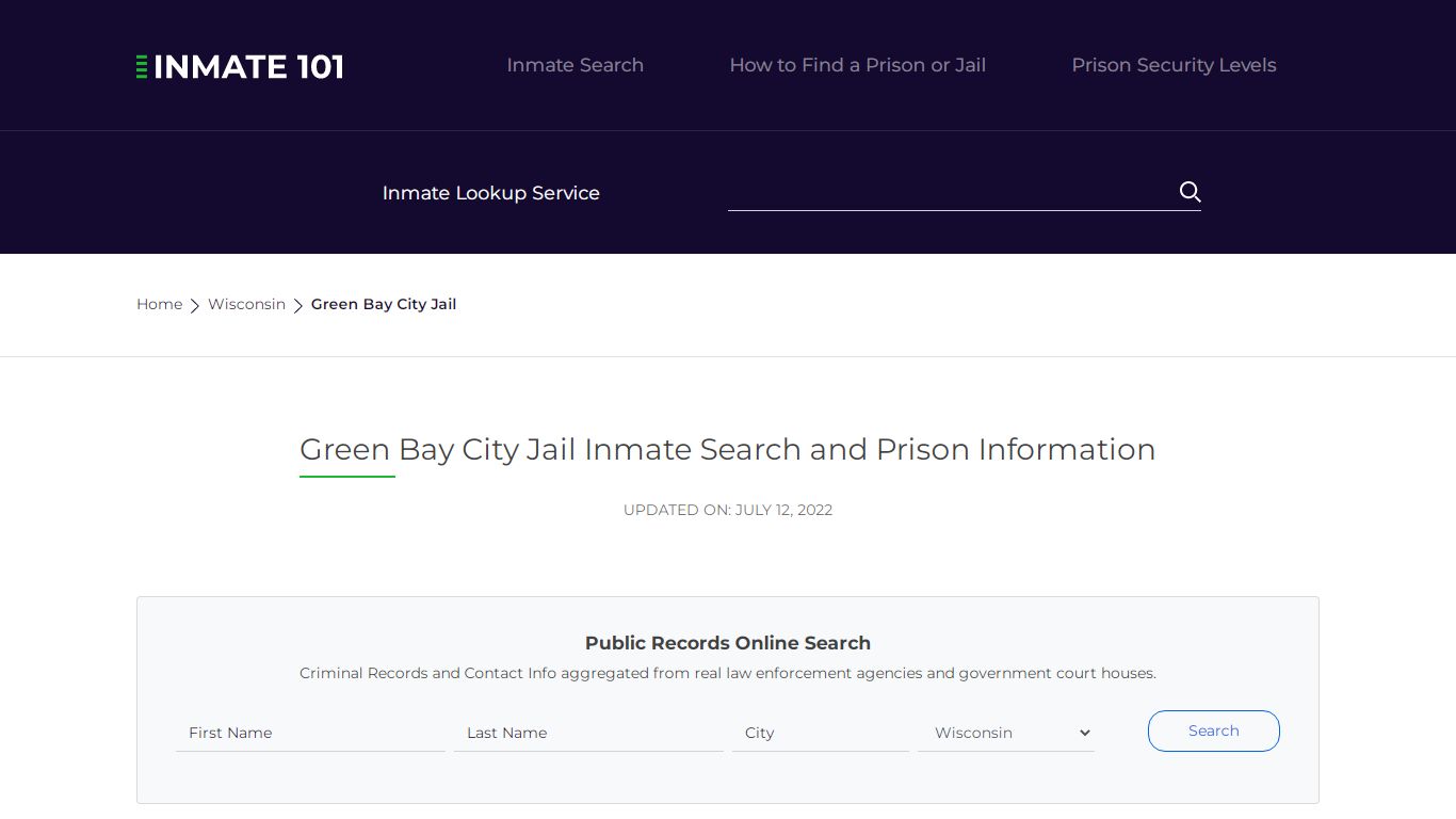 Green Bay City Jail Inmate Search, Visitation, Phone no ...