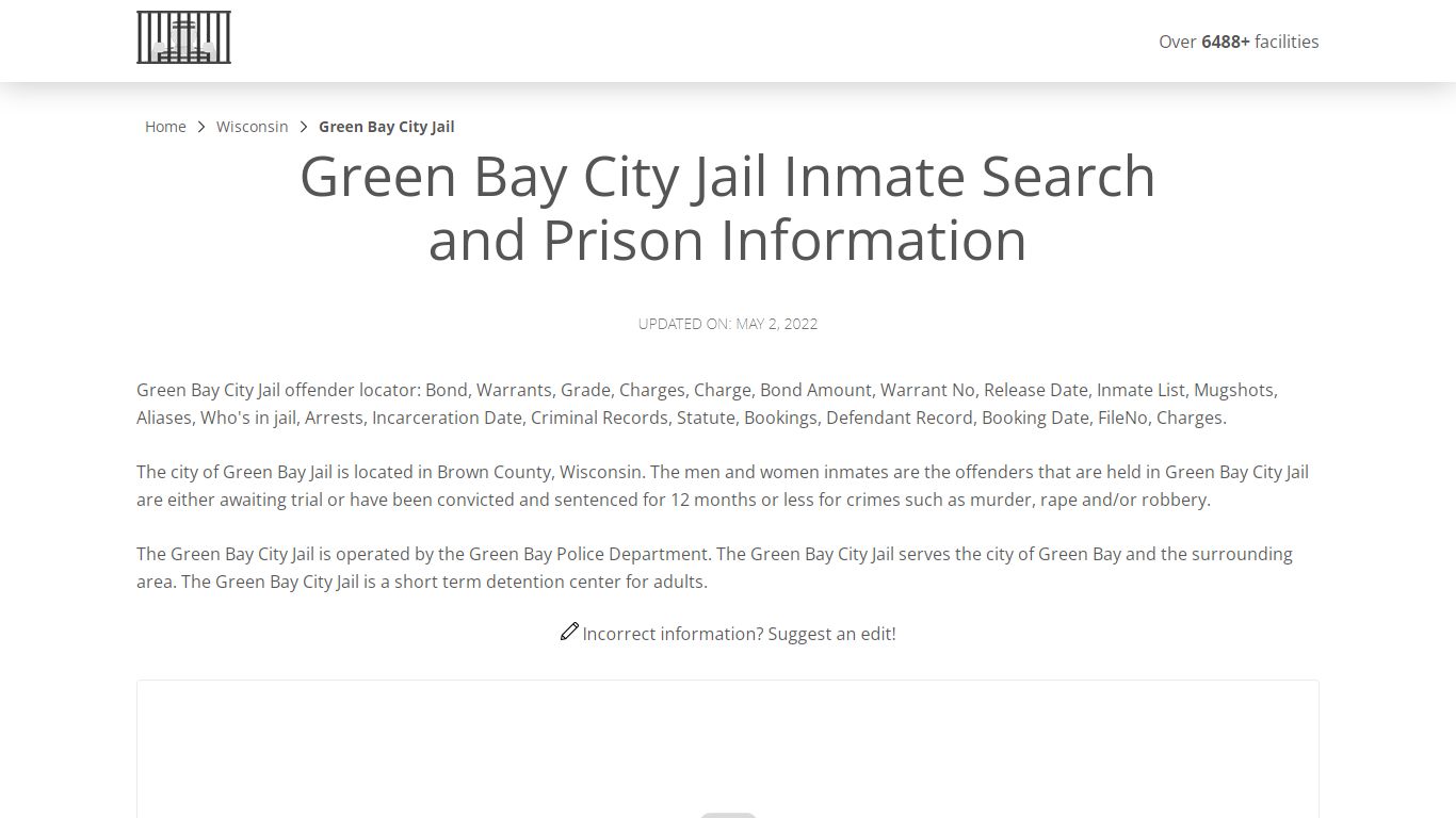 Green Bay City Jail Inmate Search, Visitation, Phone no ...